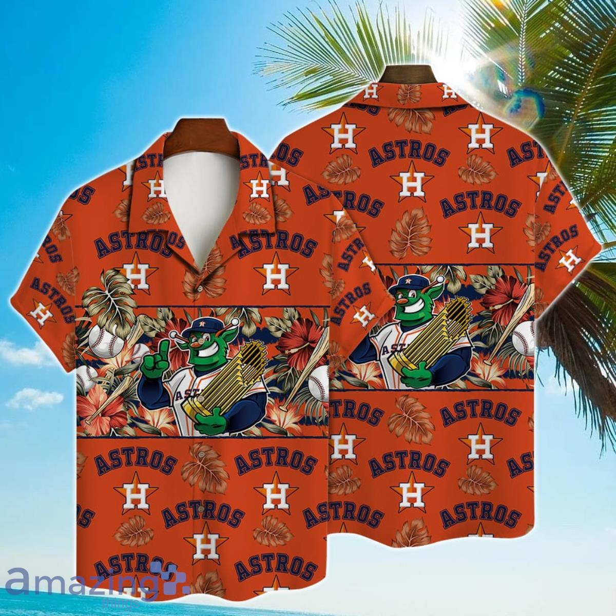 Houston Astros Vintage Sea Island Pattern Hawaiian Shirt And