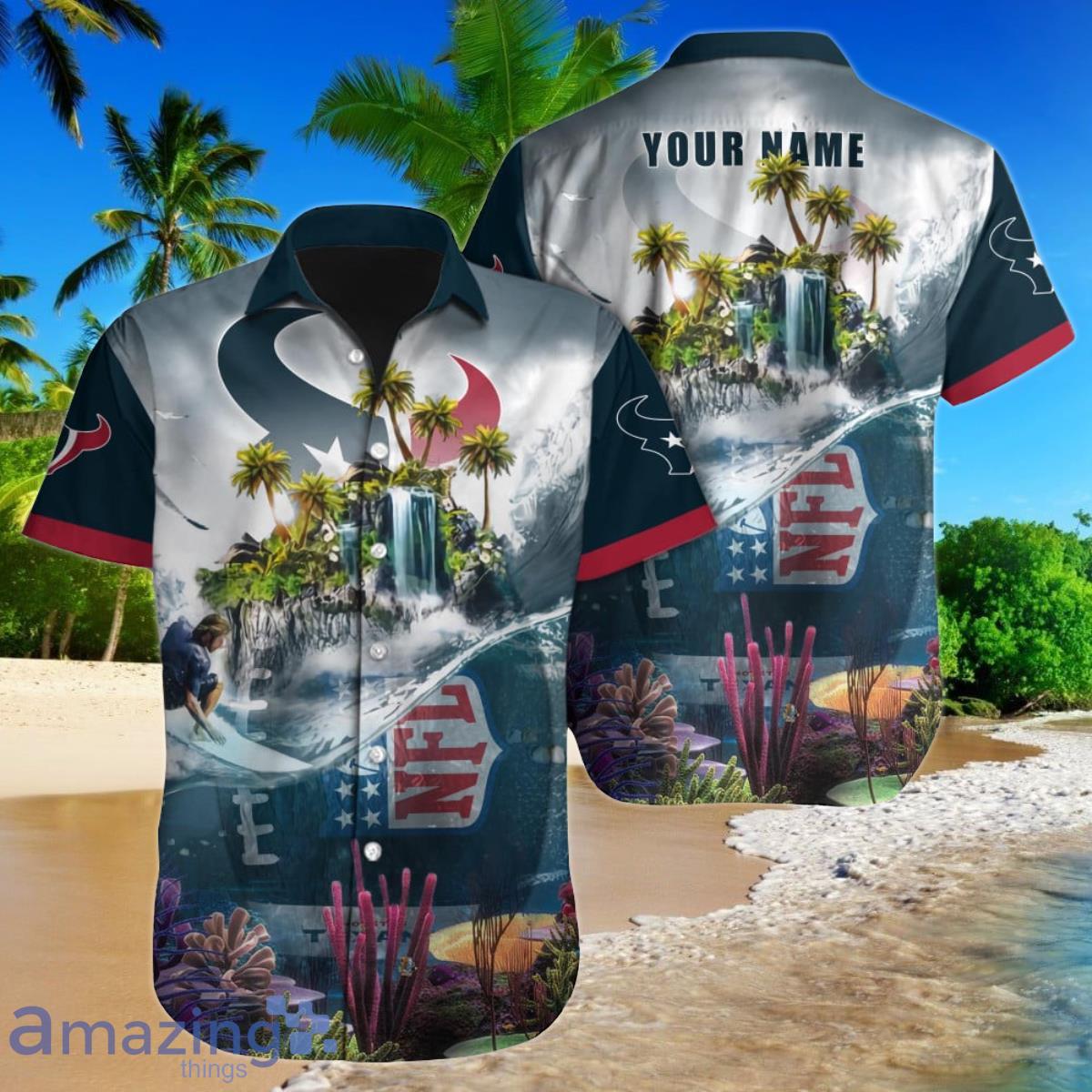 Houston Texans NFL Football Custom Name Hawaiian Shirt Ideal Gift For Real Fans Product Photo 1
