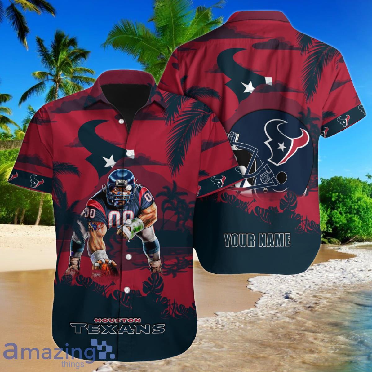 Houston Texans Custom Name NFL Hawaiian Shirt And Shorts Gift For