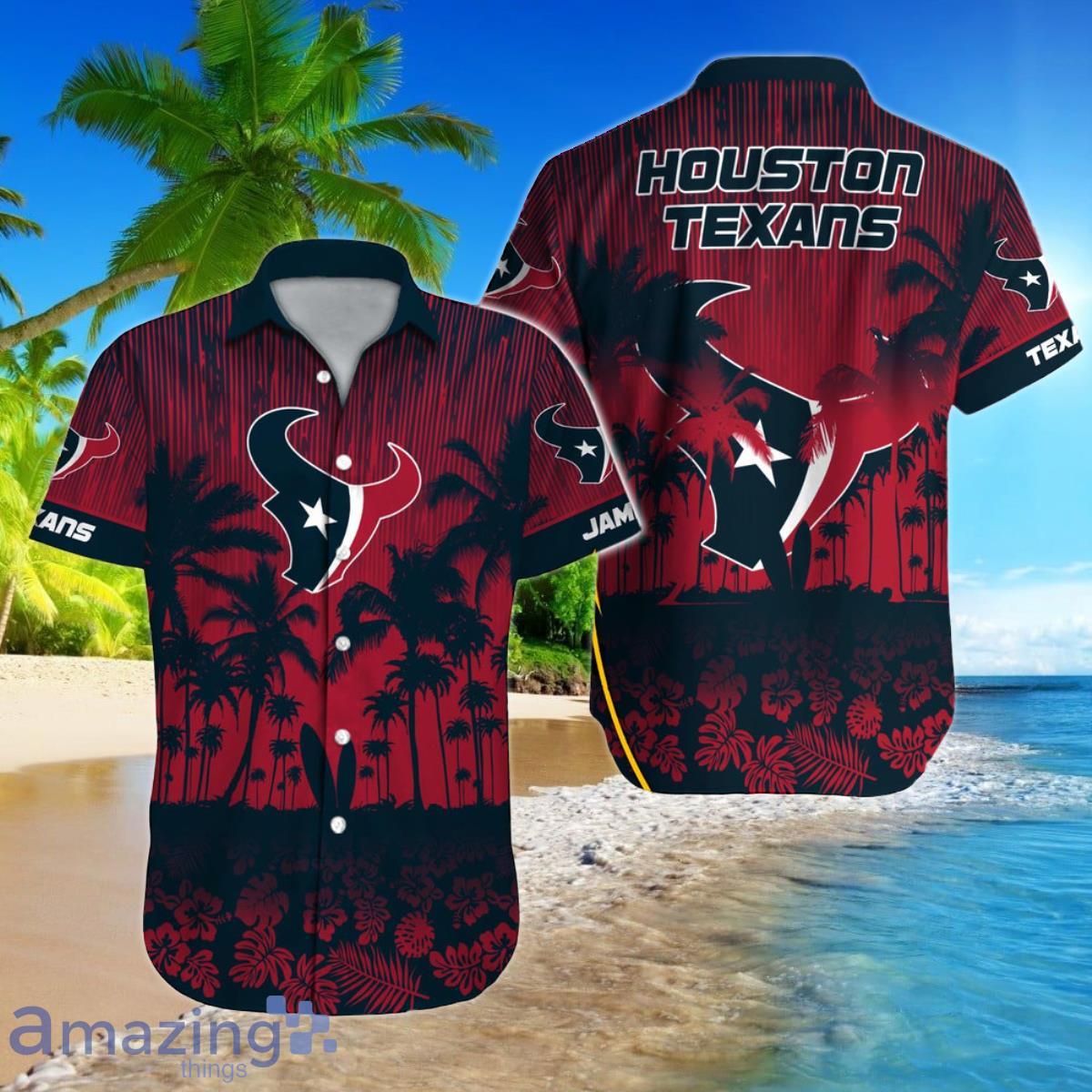 Houston Texans NFL Football Custom Name Hawaiian Shirt Style Gift For Men Women Fans Product Photo 1