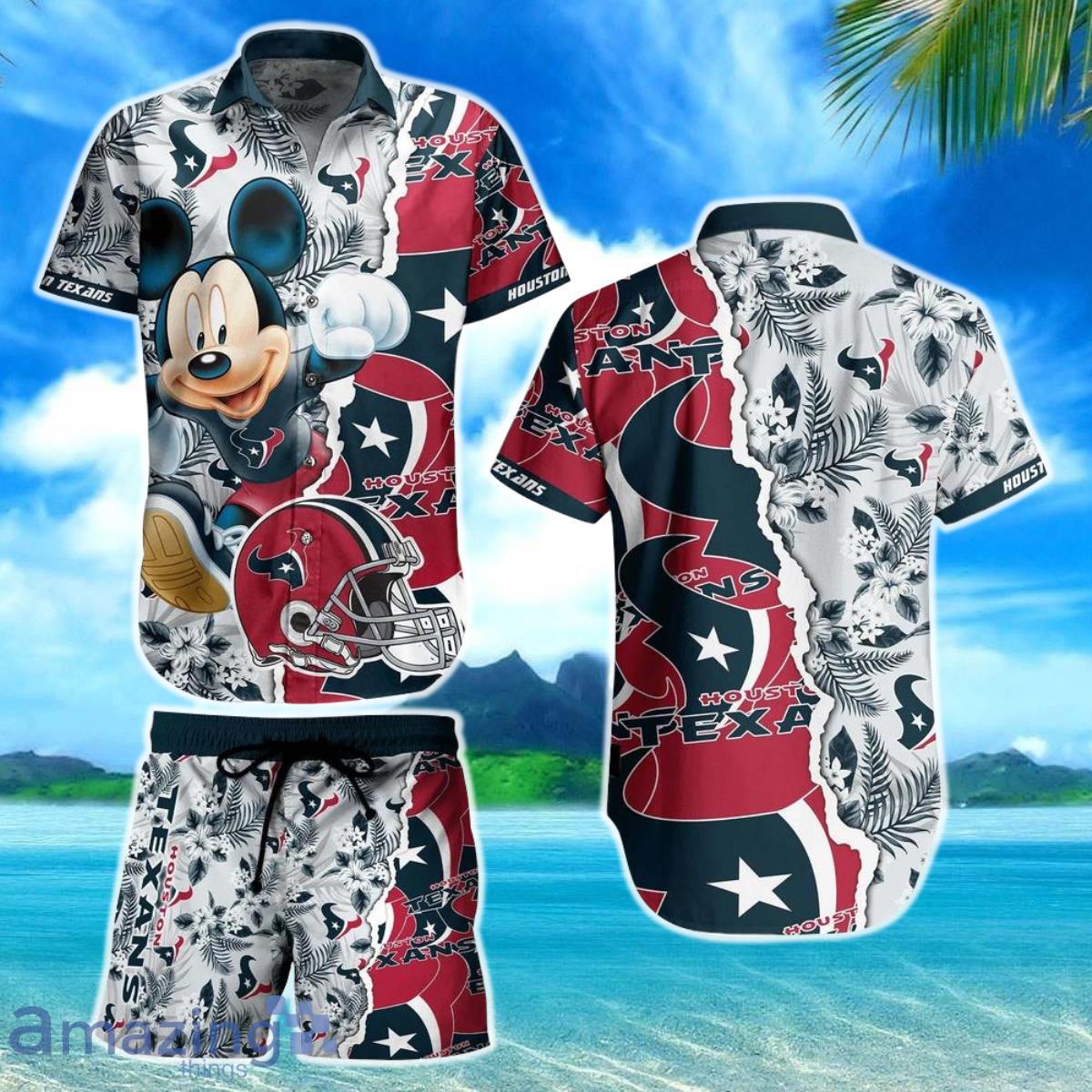 Houston Texans NFL Hawaiian Shirt And Short Mickey Graphic Tropical 3D Printed Gift For Men Women Product Photo 1