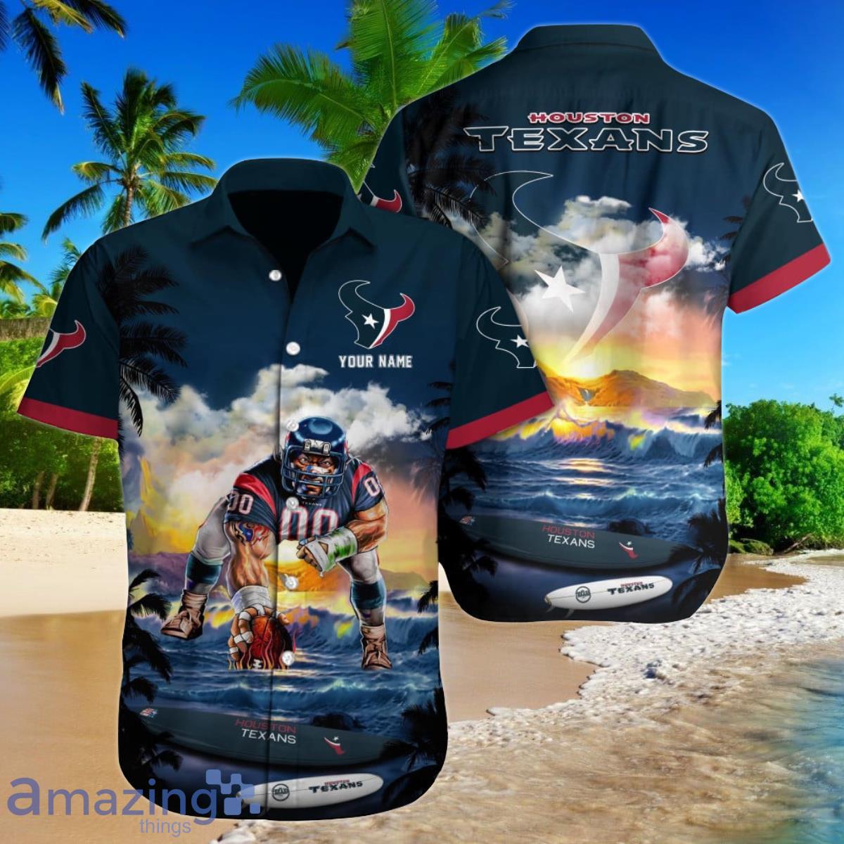 Houston Texans NFL Football Custom Name Hawaiian Shirt Ideal Gift For Fans