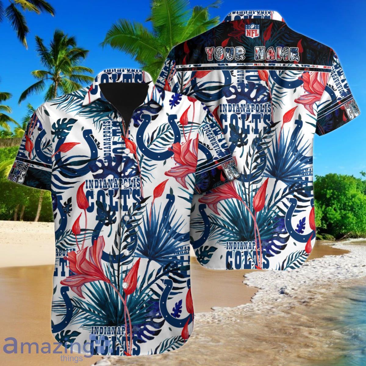 Indianapolis Colts Hawaiian Shirt NFL Football Print Custom Name