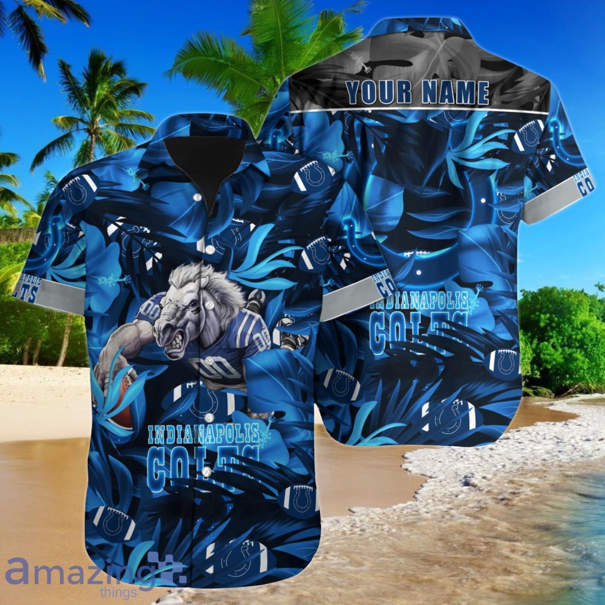 Indianapolis Colts Hawaiian Shirt NFL Football Print Custom Name