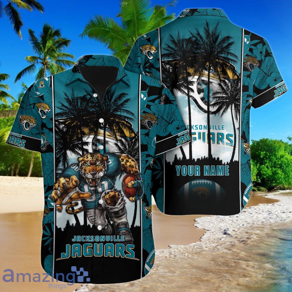 Jacksonville Jaguars NFL Football Custom Name Button Up Hawaiian Shirt - T- shirts Low Price