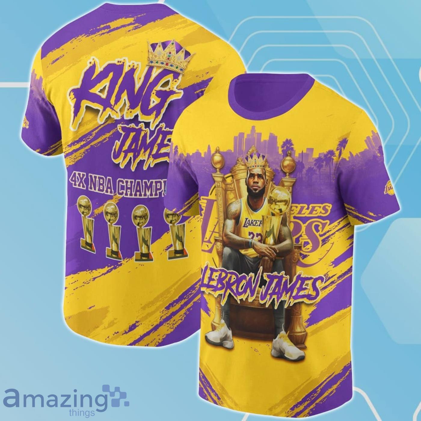 LA Lakers Lebron King James Free Style Print 3D T-Shirt SH1