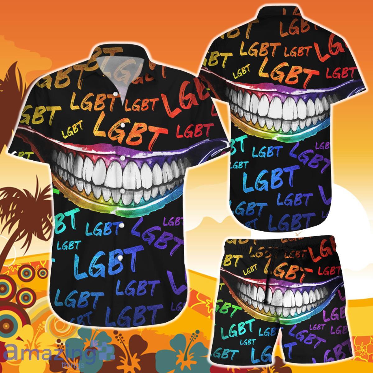 LGBT Lips Flag Rainbow Hawaii Shirt and Short  Happy Pride Month Gifts Product Photo 1