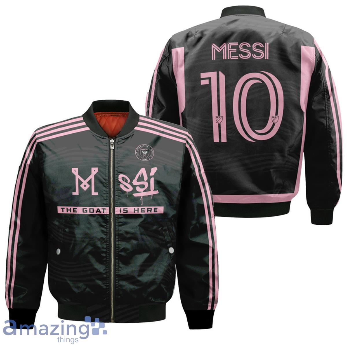 Lionel Messi Inter Miami CF Black Unisex 3D Bomber Jacket Product Photo 1