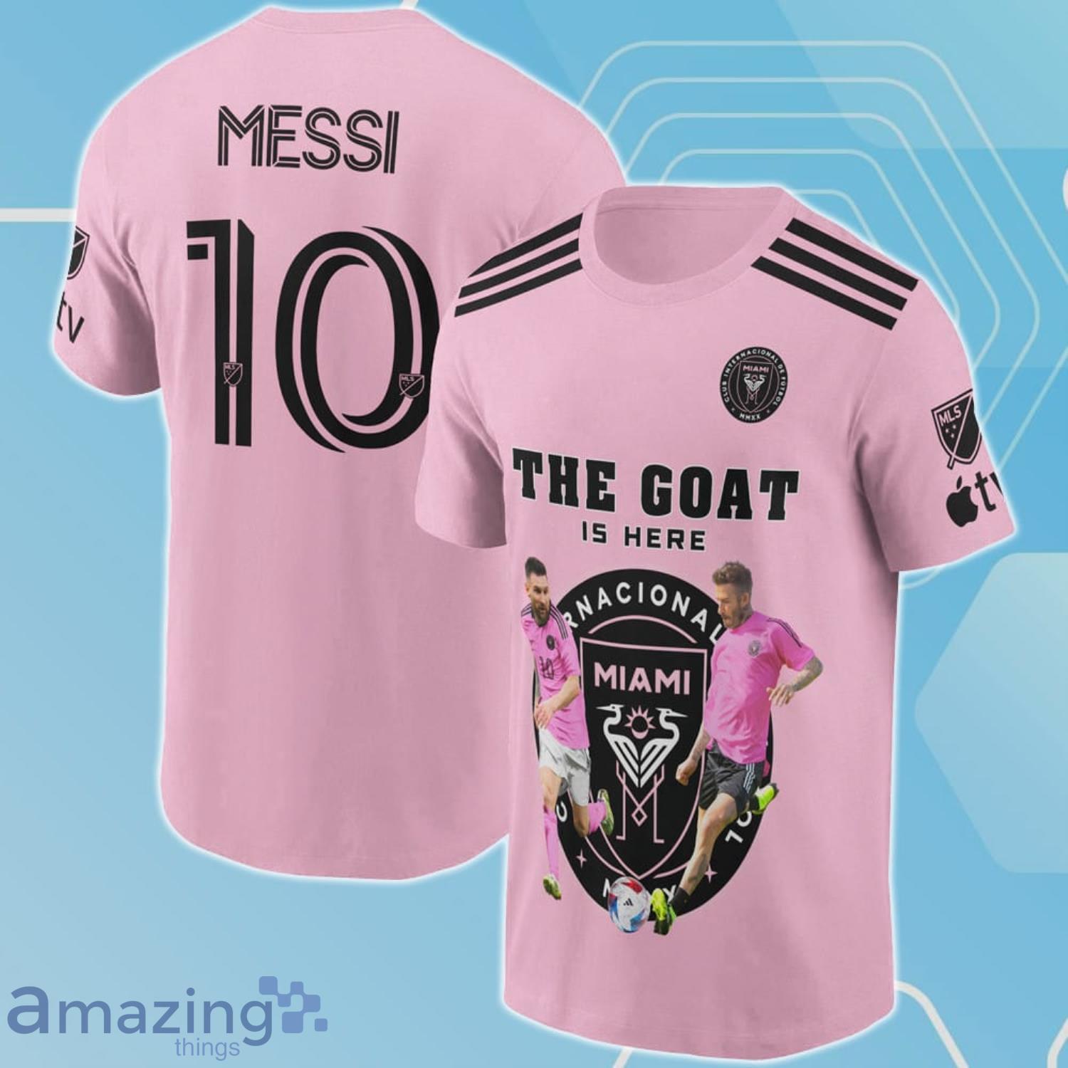 Personalize Miami Messi Logo the Goat Custom Your Name Pink 