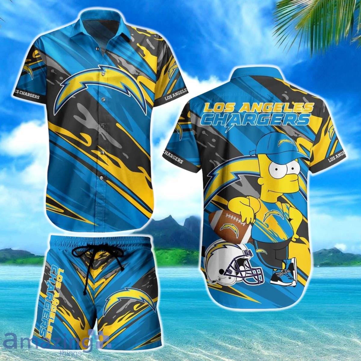 Los Angeles Chargers Football NFL Hawaiian Shirt And Short Bart Simpson  Summer