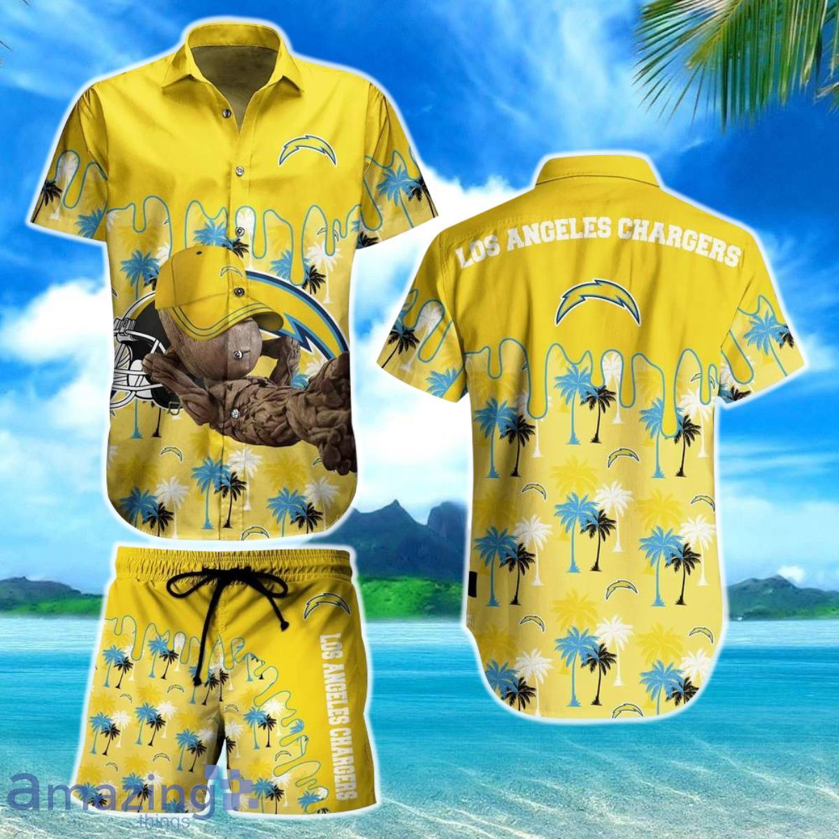 Los Angeles Chargers NFL Hawaiian Shirt And Short Groot Graphic New Summer Perfect Best Gift Ever Product Photo 1