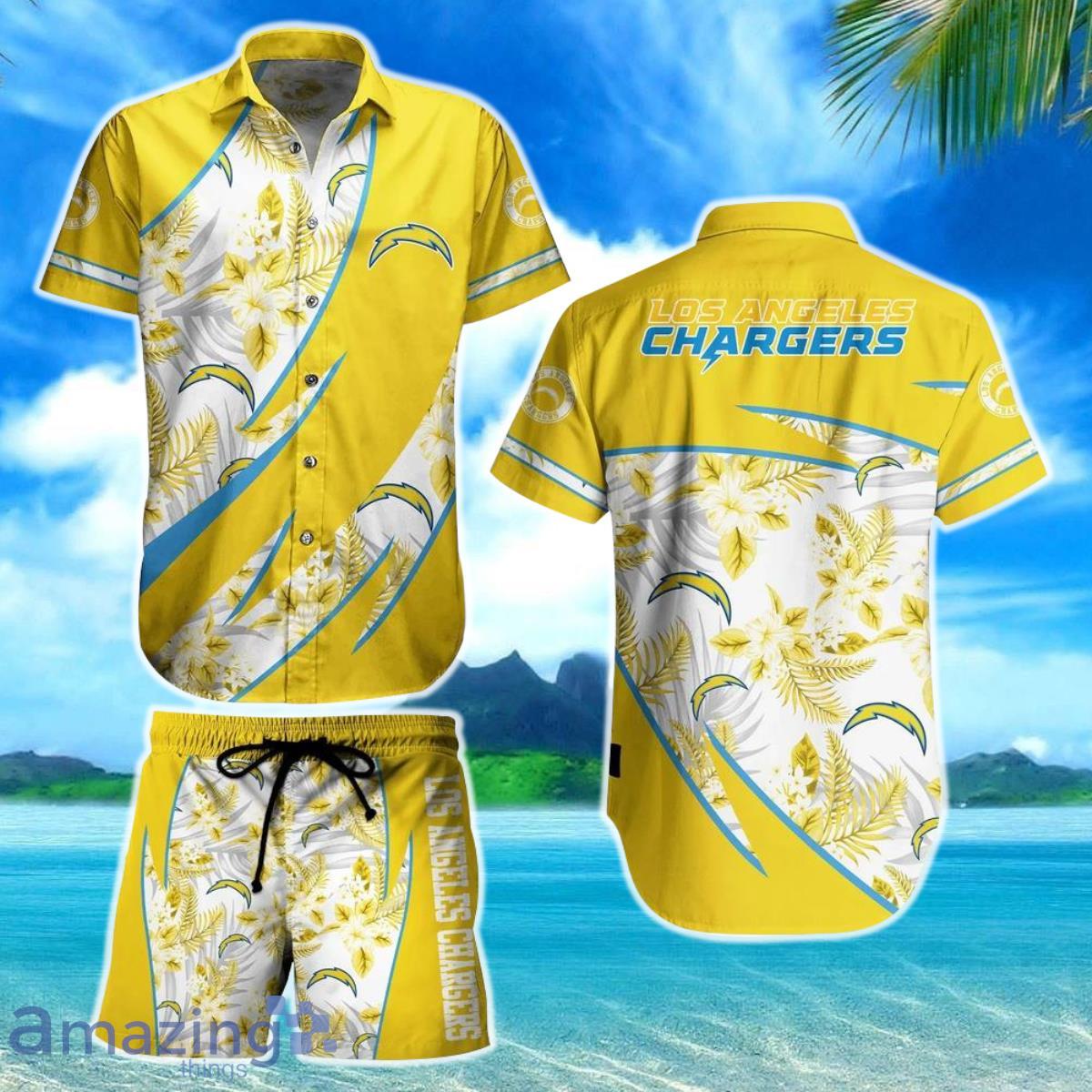 Los Angeles Chargers NFL Hawaiian Shirt And Short Style Tropical Graphic Summer For Awesome Fans Product Photo 1