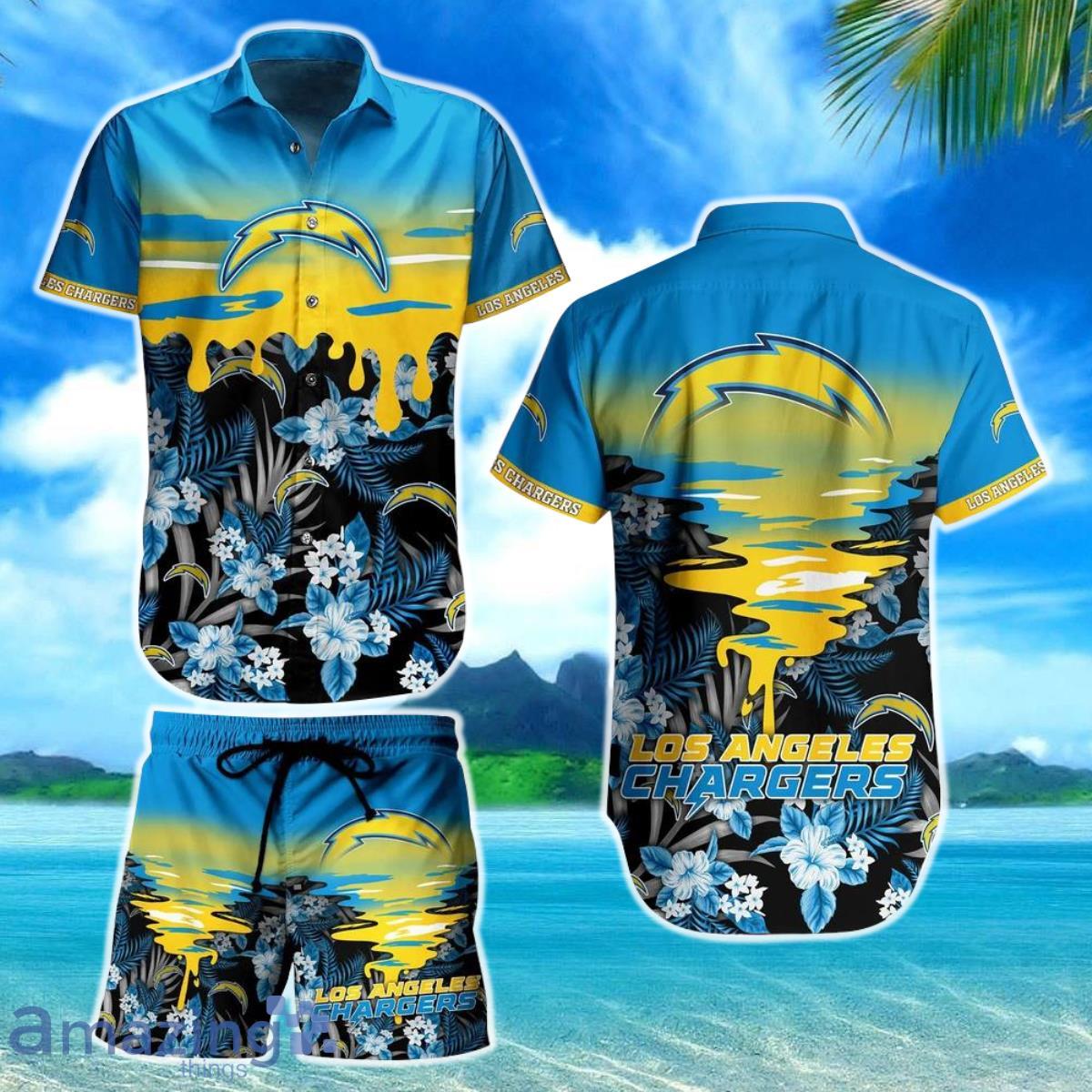 Los Angeles Chargers Nfl Hawaiian Shirts And Shorts For Fans-1