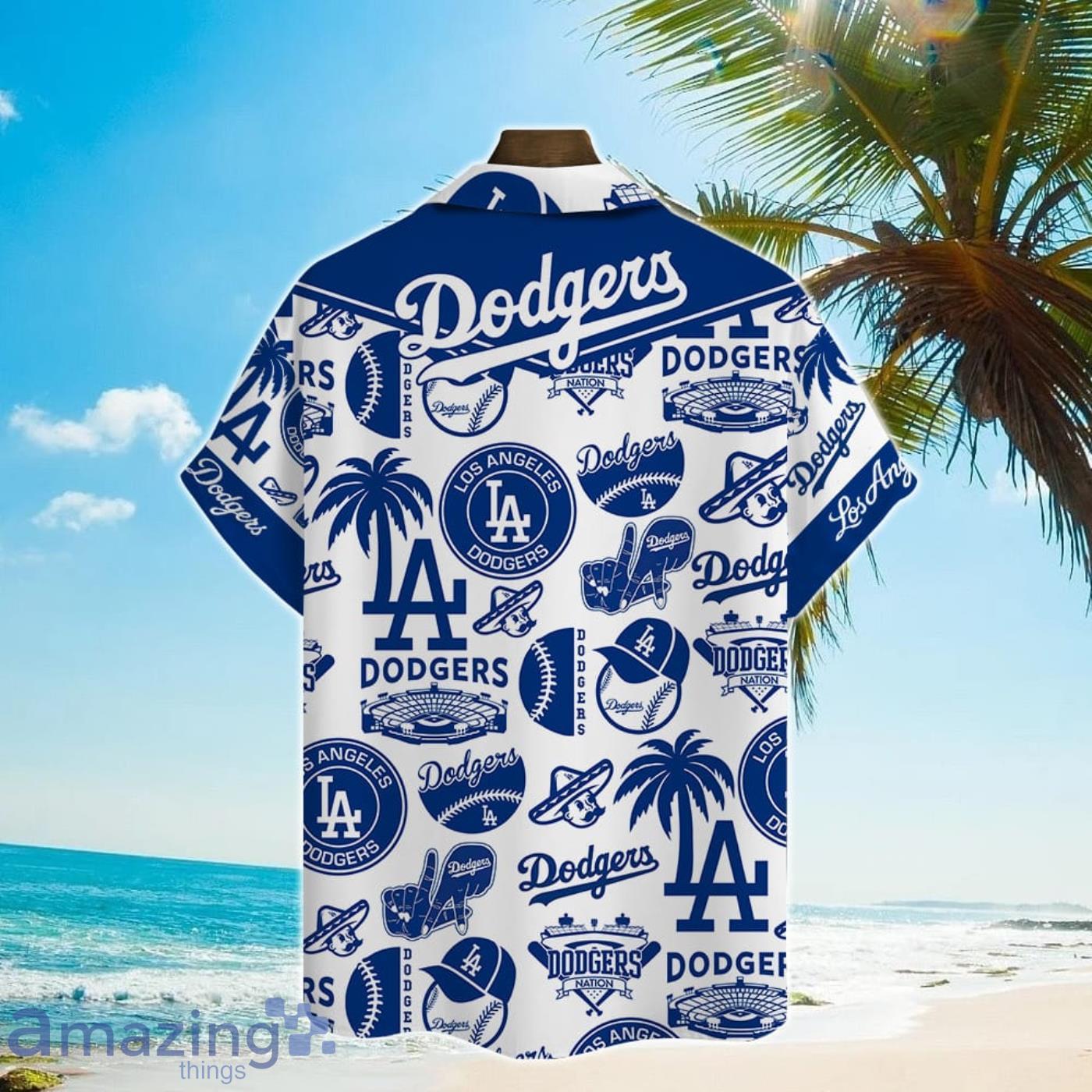 Los Angeles Dodgers MLB Logo Pattern Summer 3D Hawaiian Shirt - Limotees