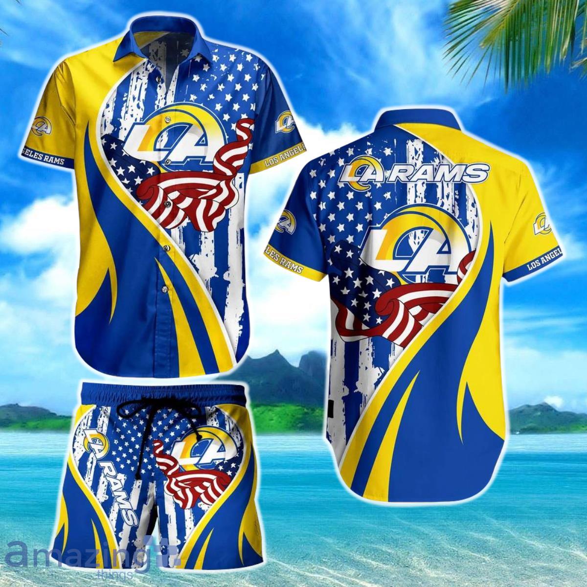 Los Angeles Rams NFL Hawaiian Shirt Vintage US Flag Graphic Summer Gift For  Men Women Fan NFL