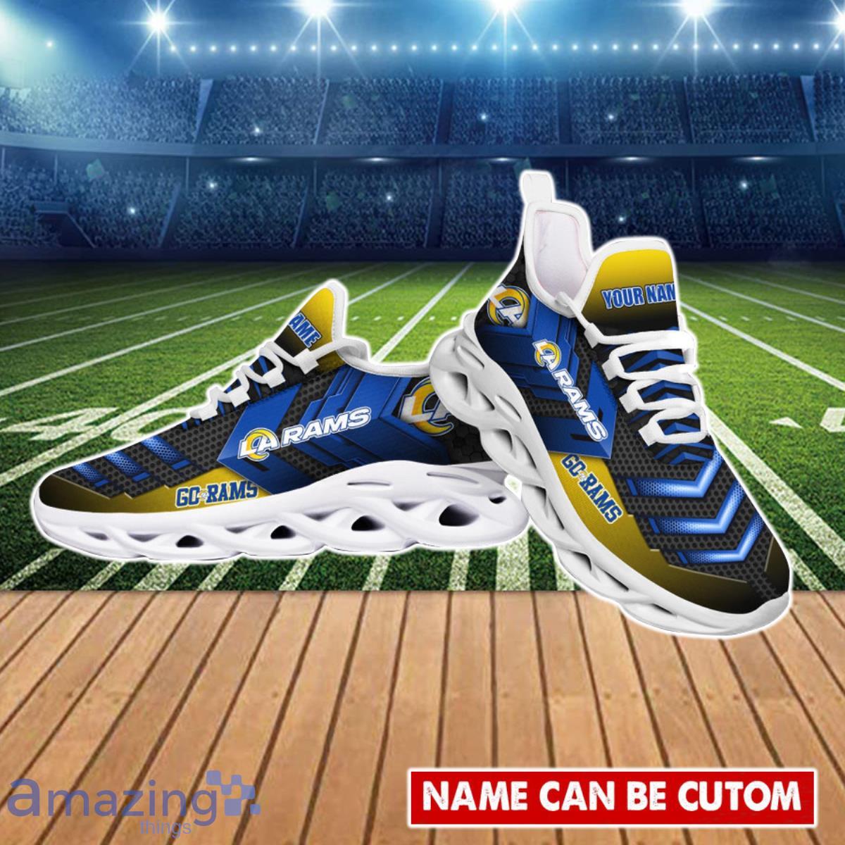 Personalize NFL Los Angeles Rams Blue Golden Max Soul Running Shoes -  T-shirts Low Price