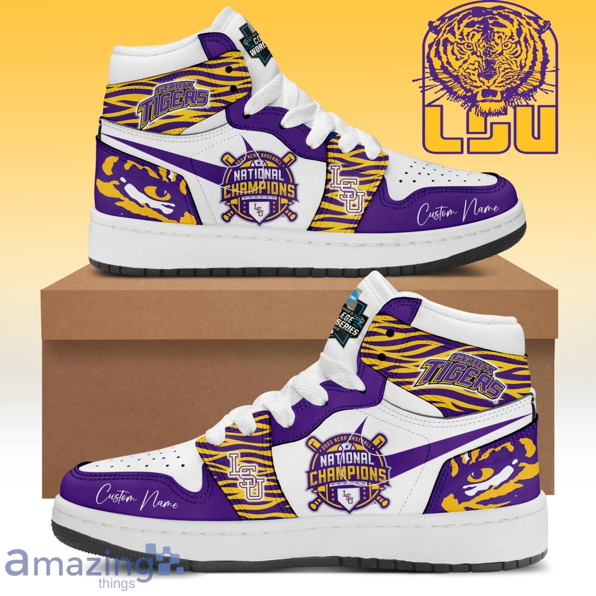 LSU Tigers 2023 NCAA Baseball Champions Air Jordan Shoes Custom Name Product Photo 1