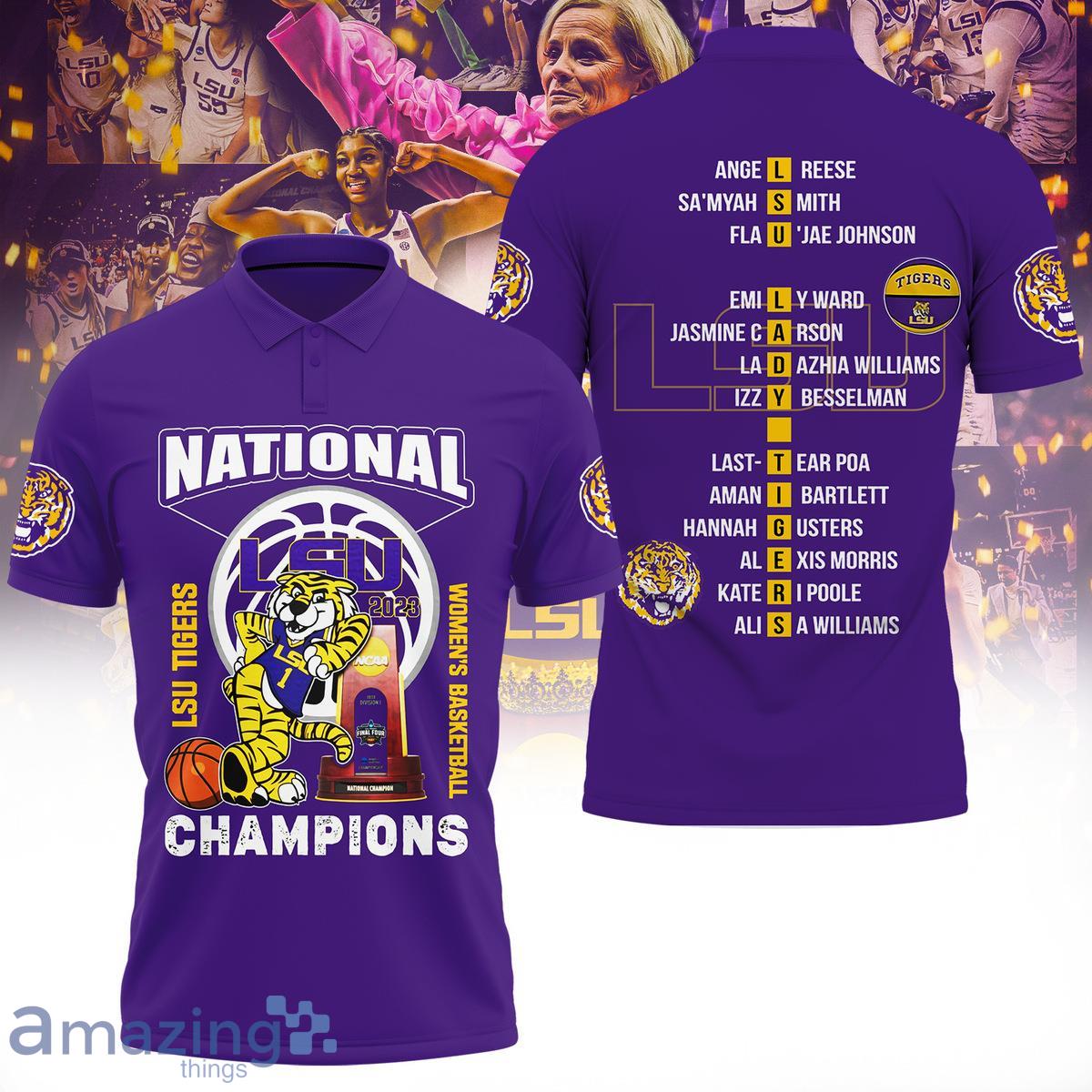 LSU Tigers 2023 NCAA Women’s Basketball National Champions Polo Shirt Product Photo 1