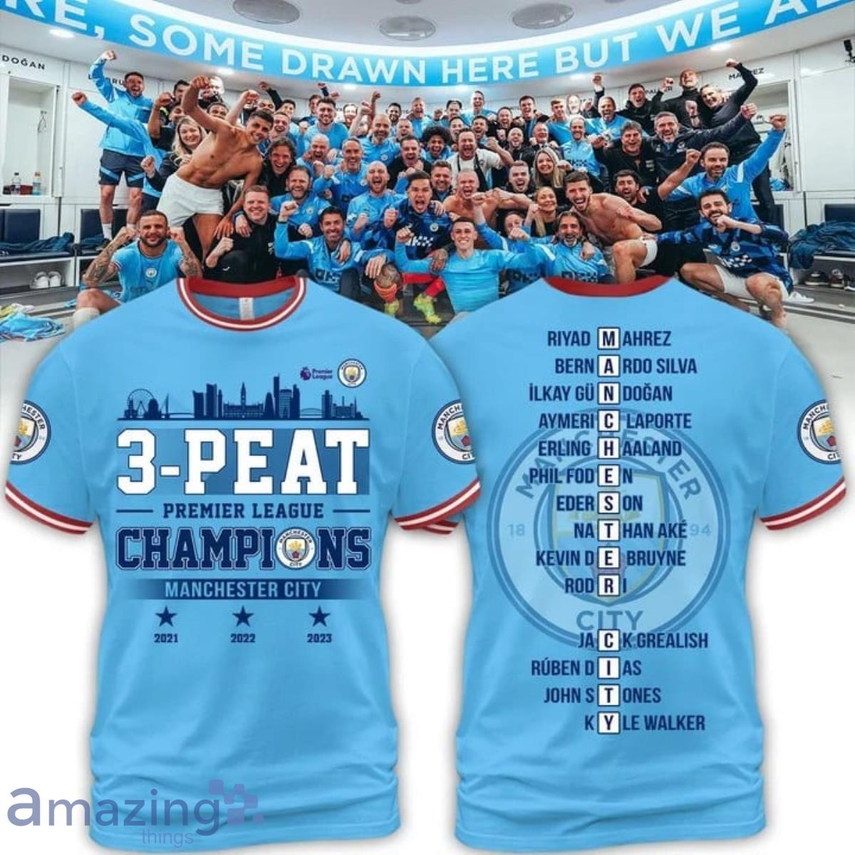 Manchester City 3 Peat Champions League 2023 Print 3D Shirt For True Fans Product Photo 1