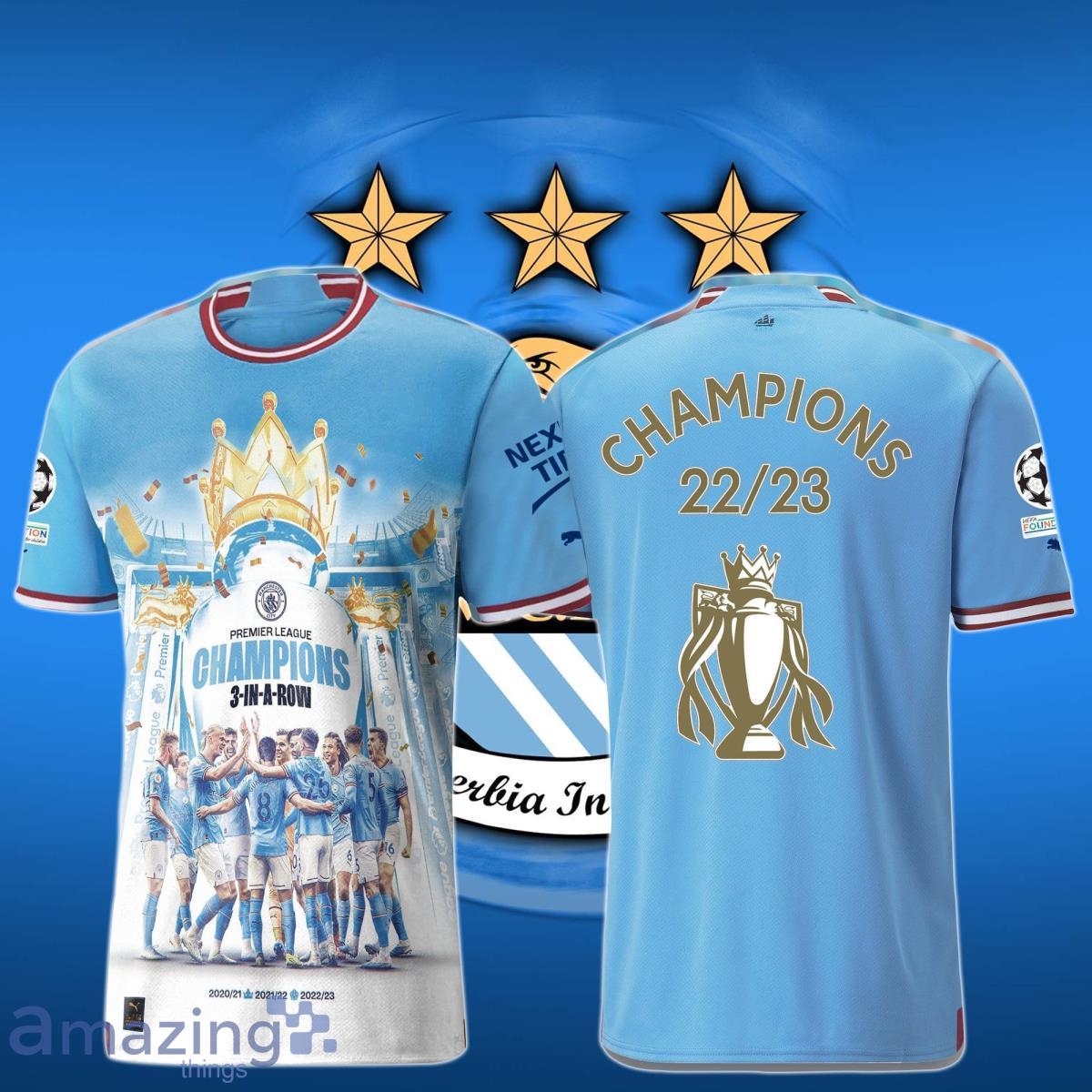 Manchester City Champions League 2023 Blue Moon Print 3D Shirt For Real Fans Product Photo 1