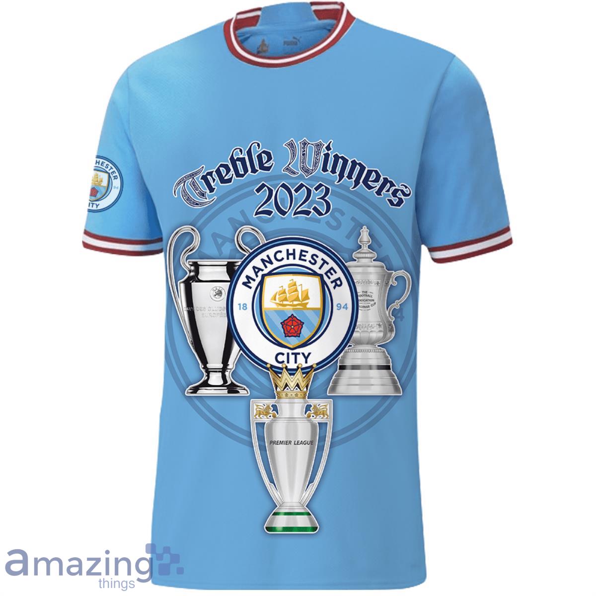 Manchester City The Treble Champions League 2023 Blue Moon Print 3D Shirt For Fans Product Photo 2