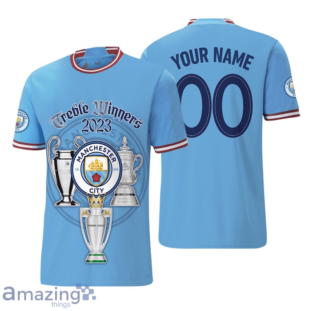 Manchester City The Treble Champions League 2023 Blue Moon Print 3D Shirt For Fans Product Photo 1