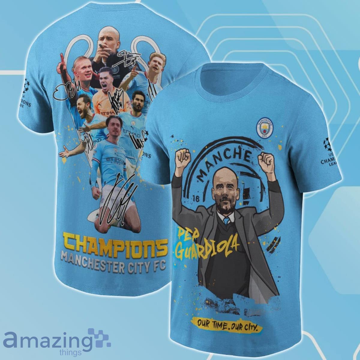 Manchester City The Treble Champions League 2023 Print 3D T-Shirt For True Fans Product Photo 1