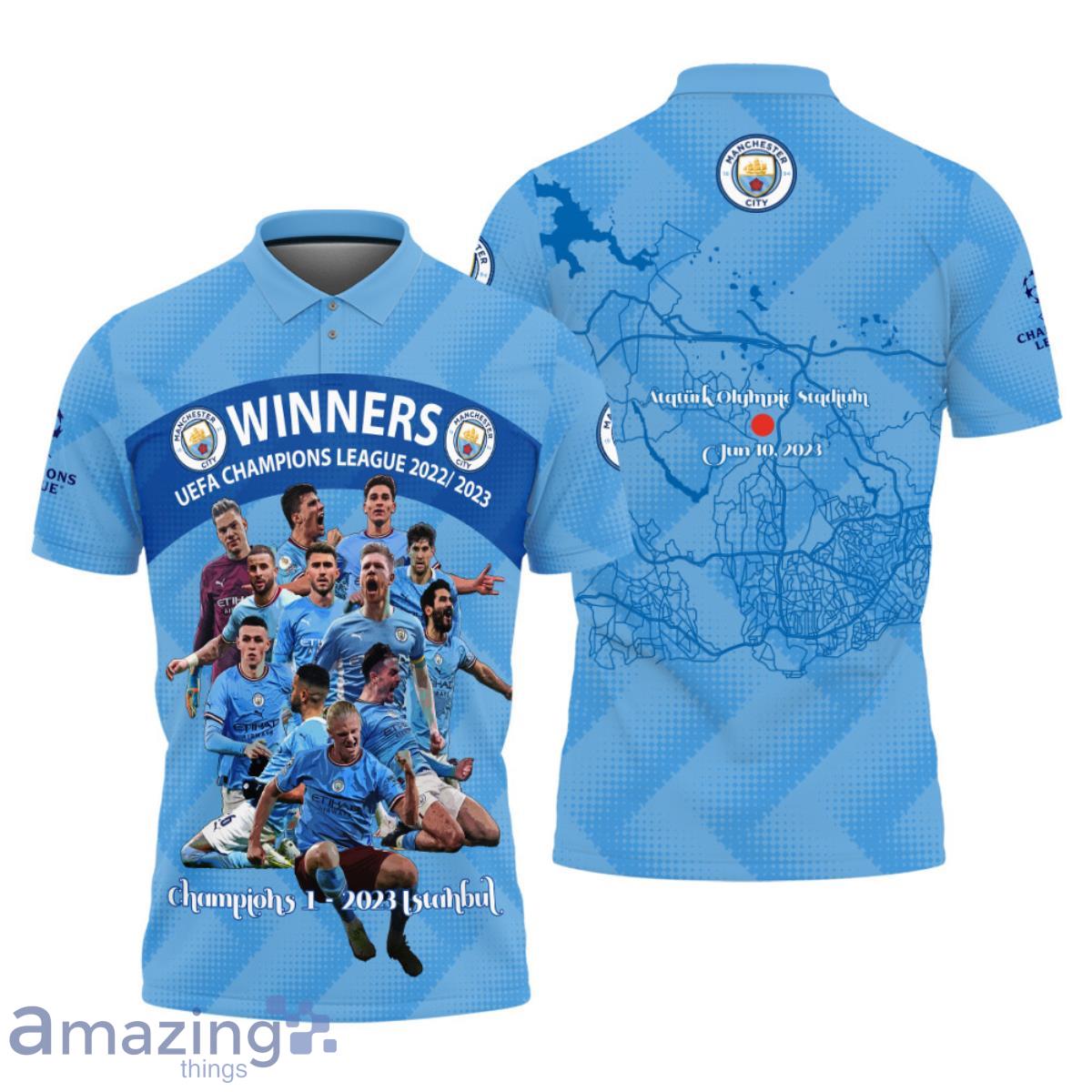 Manchester City UEFA Champions League 2023 3D Polo Shirt Product Photo 1