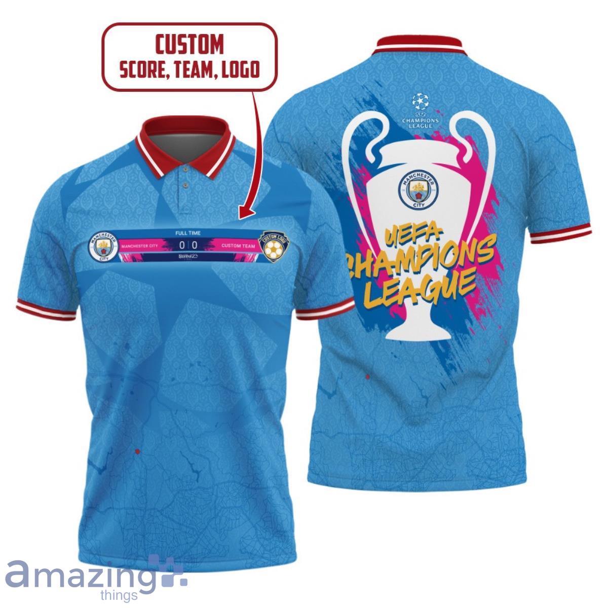 Manchester City UEFA Champions League 2023 Champions Final Round Personalized 3D Polo Shirt Product Photo 1