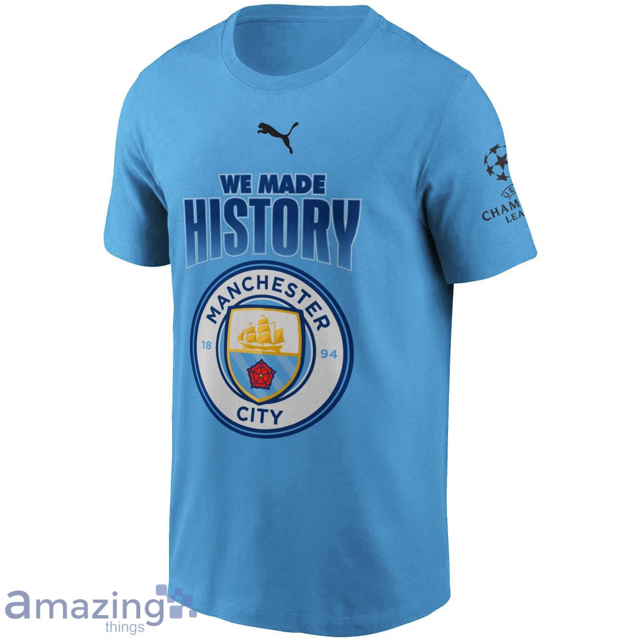 Manchester City We Made History Custom Name & Number Shirt Product Photo 1 Manchester City We Made History Custom Name & Number Shirt Product Photo 1