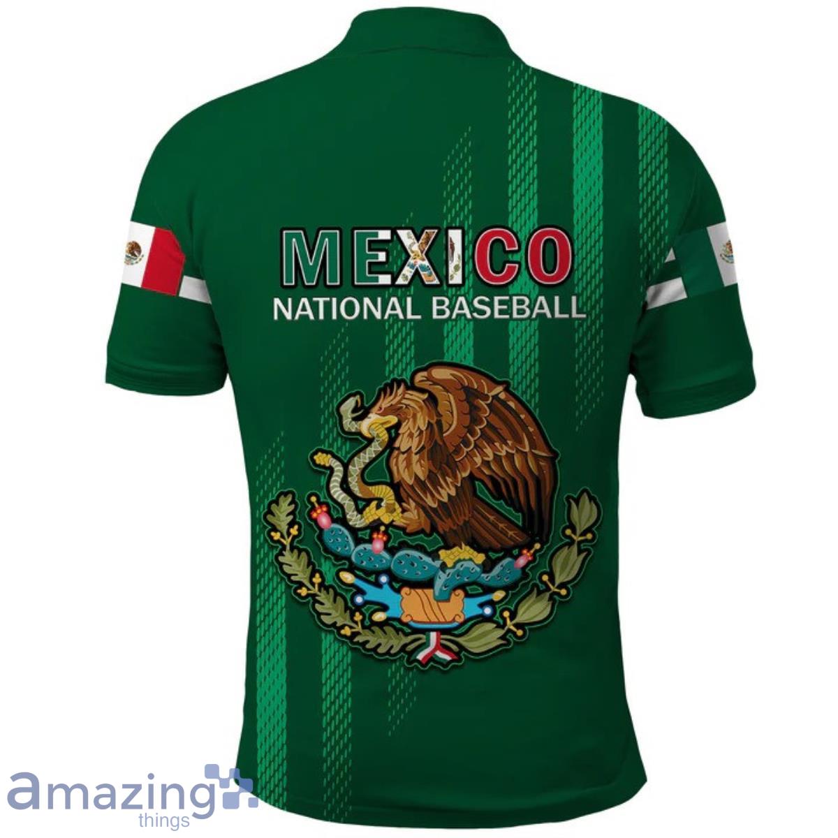 Mexico National Baseball 2023 On Green Background 3D Polo Shirt Product Photo 1