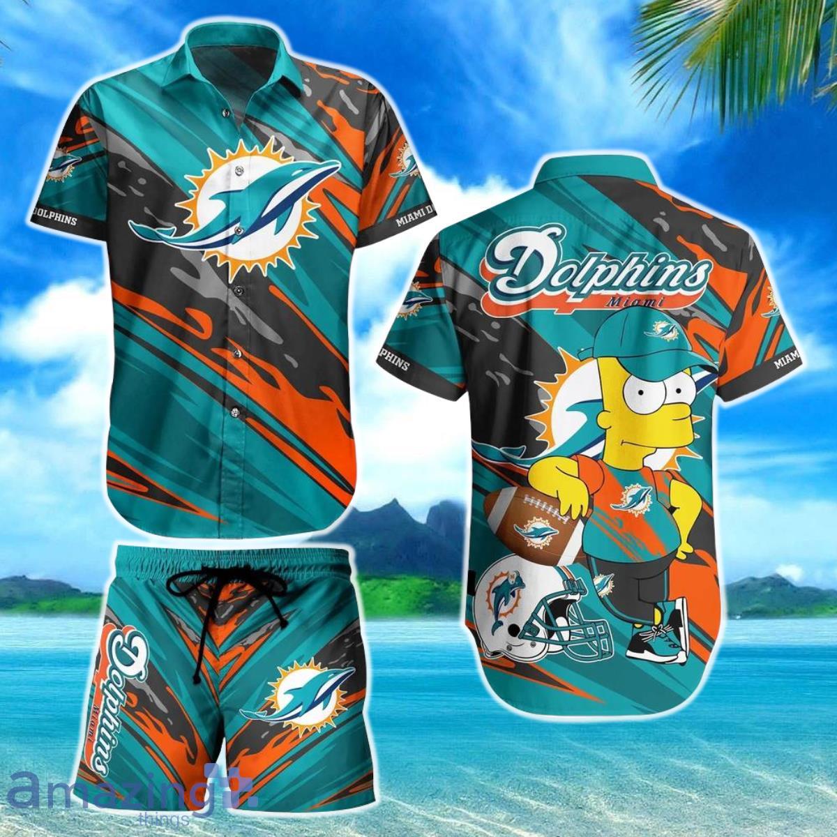 Miami Dolphins Hawaiian Top Mens Casual Button-down Top Summer