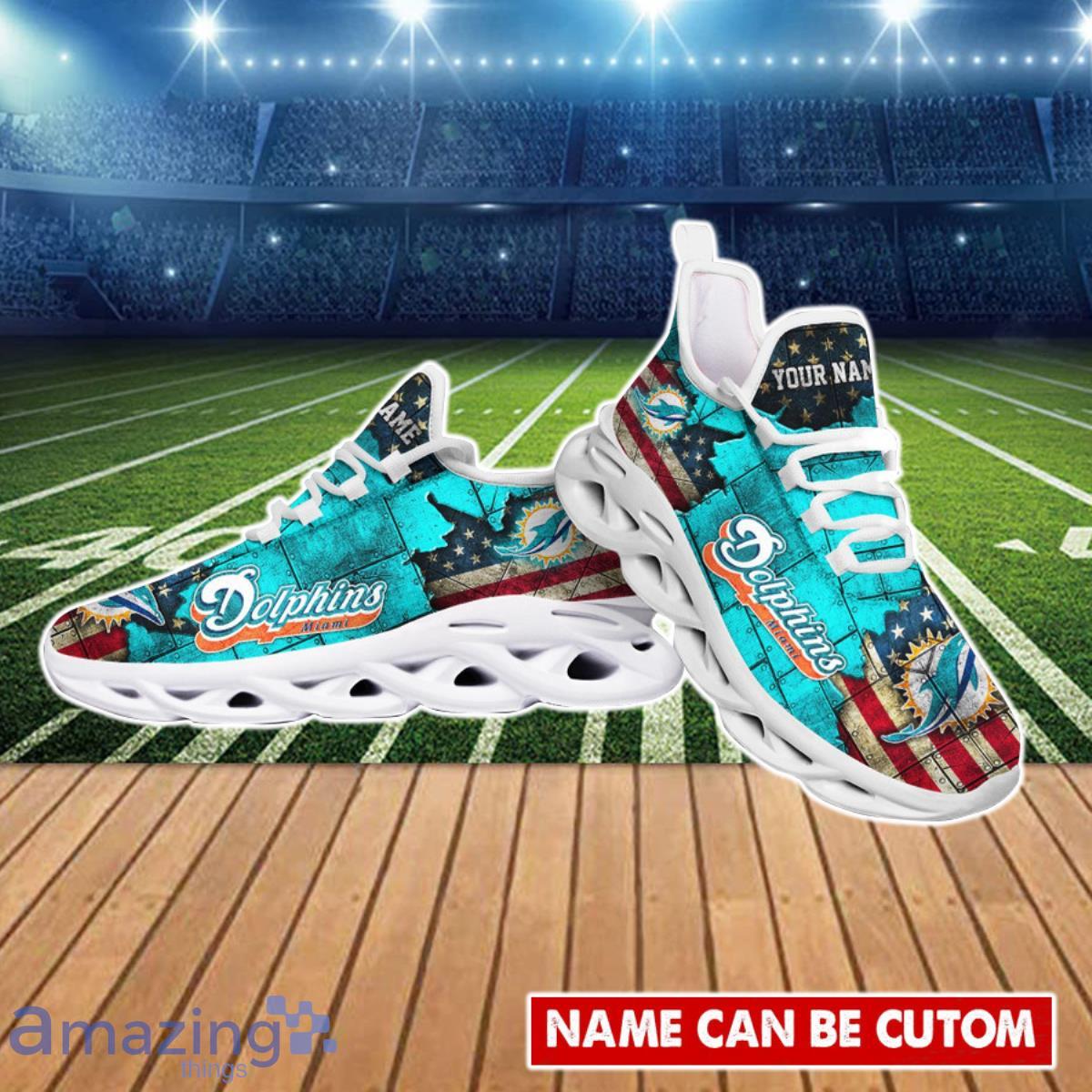 Miami Dolphins Custom Name For Fans NFL Max Soul Shoes Men And Women  Running Shoes