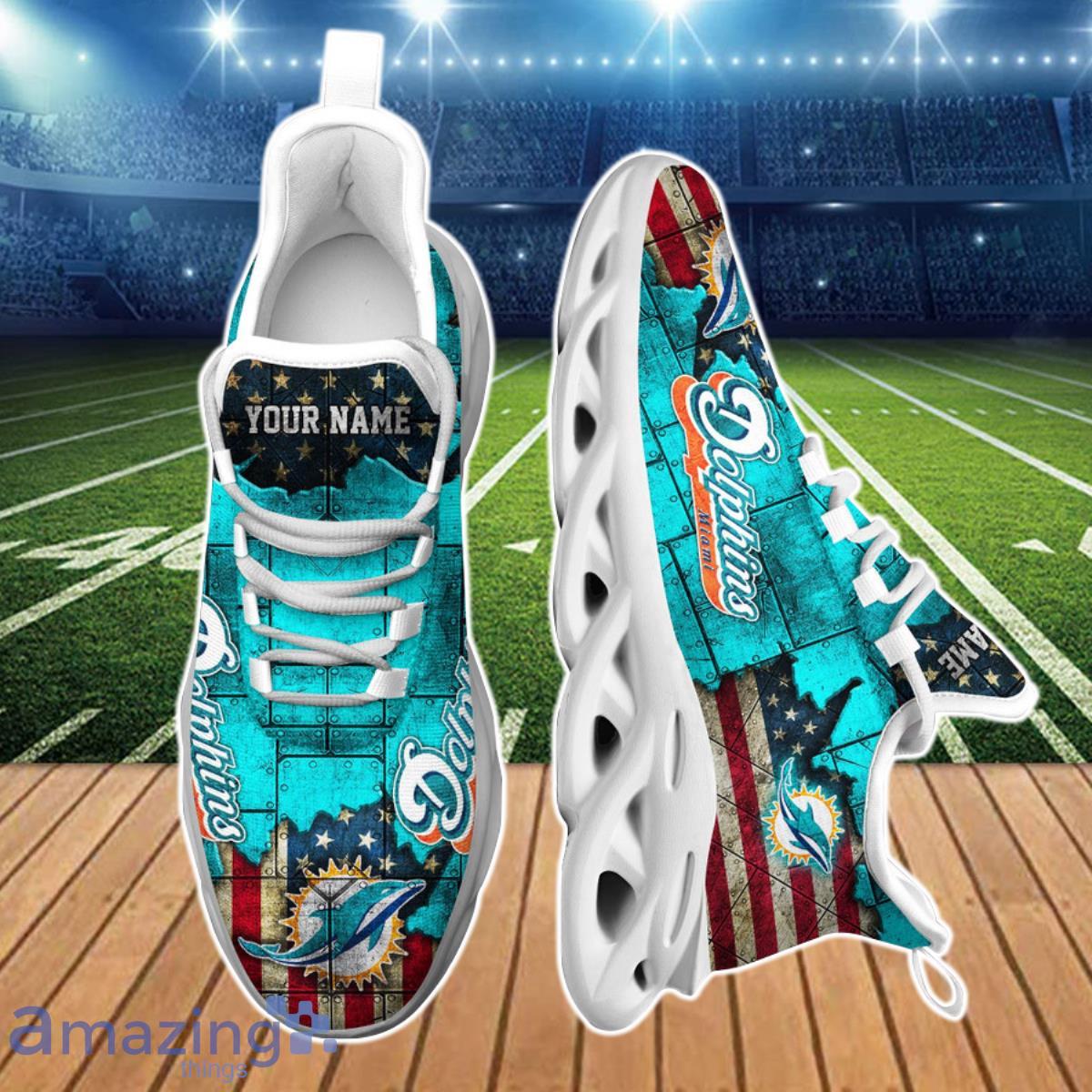 Custom Name Miami Dolphins NFL Max Soul Shoes