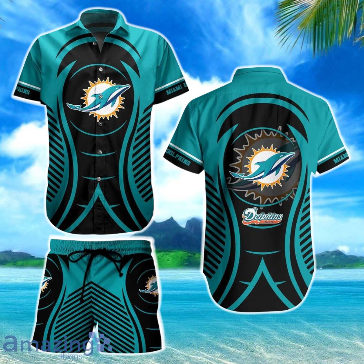 Fans Miami Dolphins NFL Logo Combo Hawaiian Shirt And Short Summer