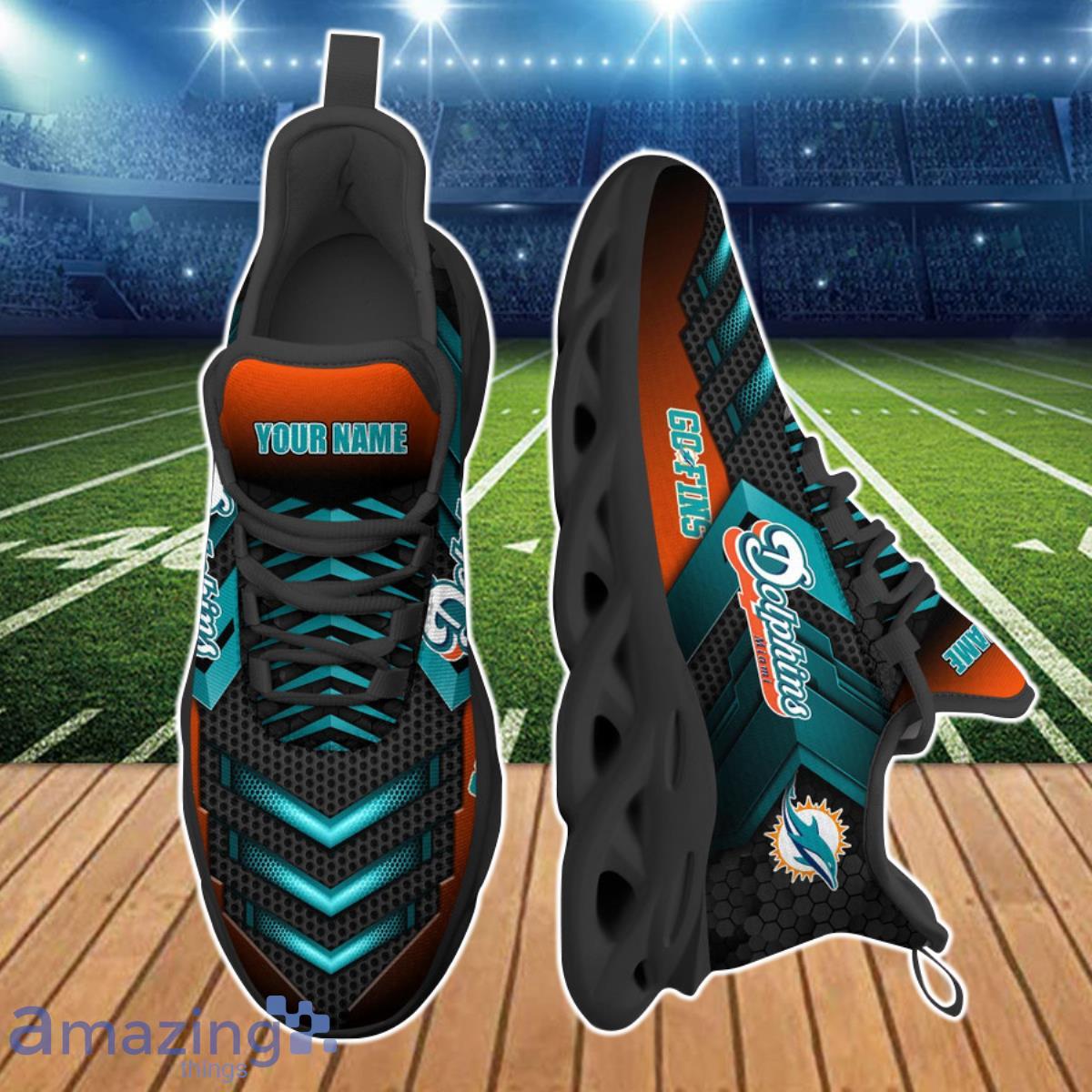 Miami Dolphins NFL Max Soul Shoes Custom Name Product Photo 2
