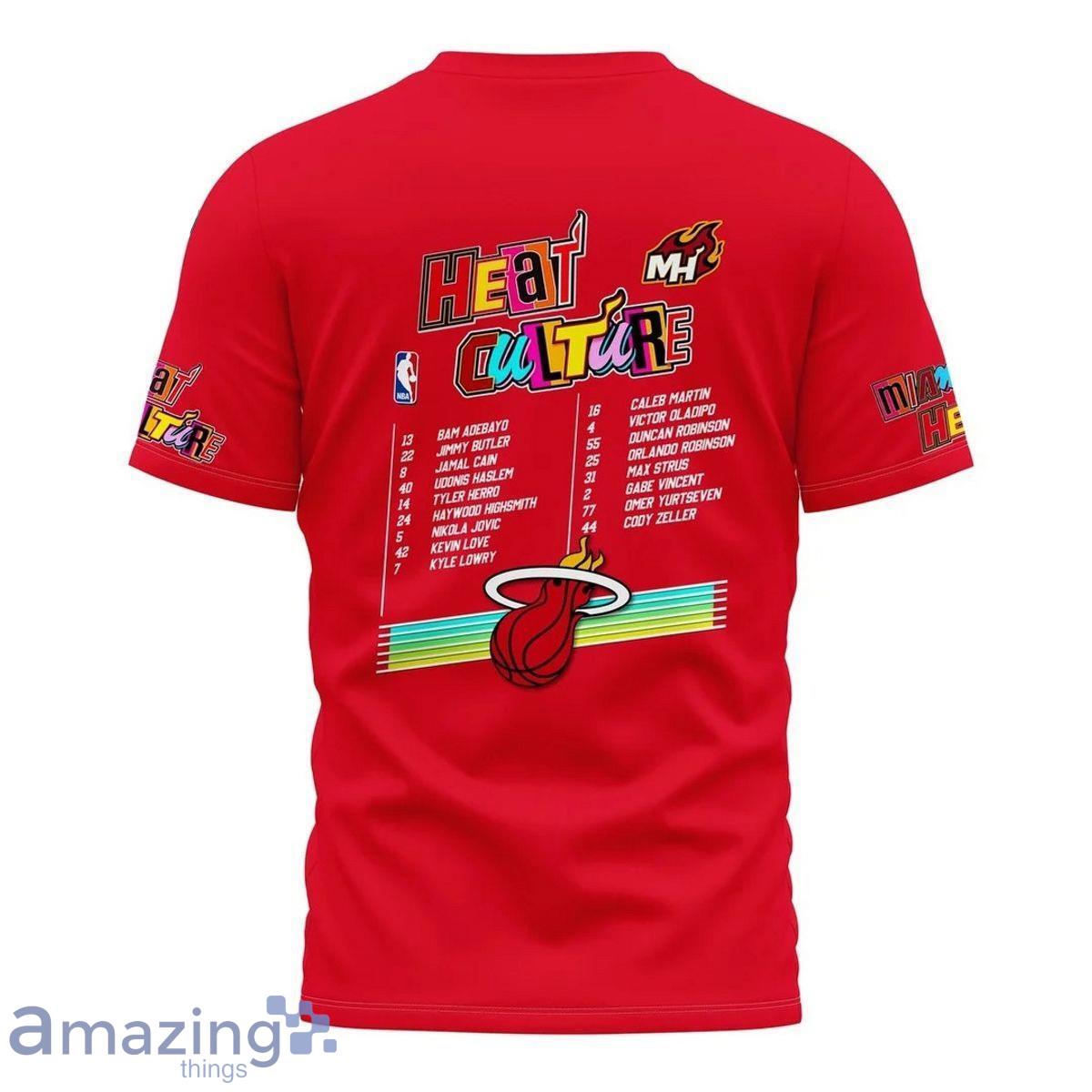 Miami Heat Champions 2023 Pattern On Red Background 3D Shirt For Fans Product Photo 2