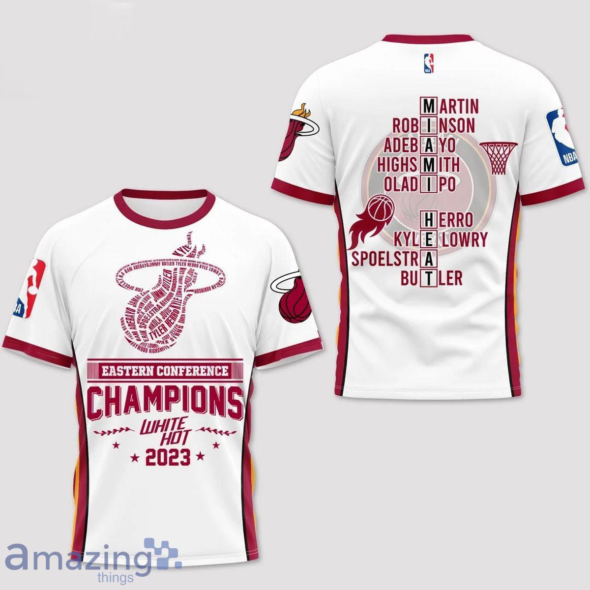 Miami Heat Eastern Conference White Hot Champions 2023 Pattern Print 3D Shirt Product Photo 1