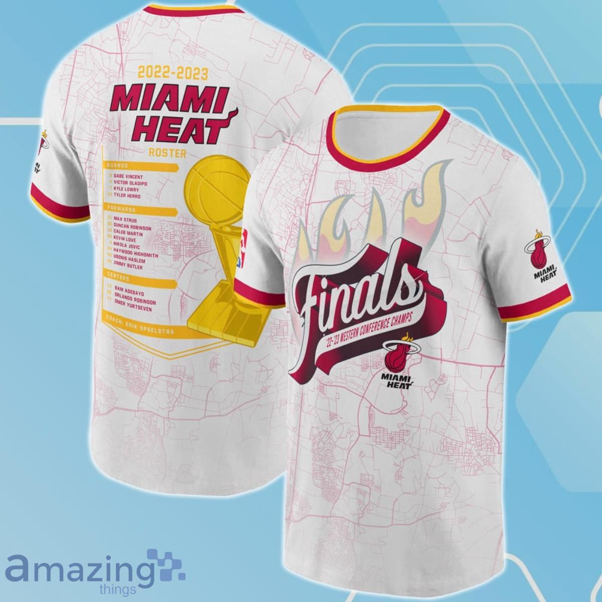 Miami Heat Flame NBA Champions 2023 Pattern 3D Shirt For Fans Product Photo 1