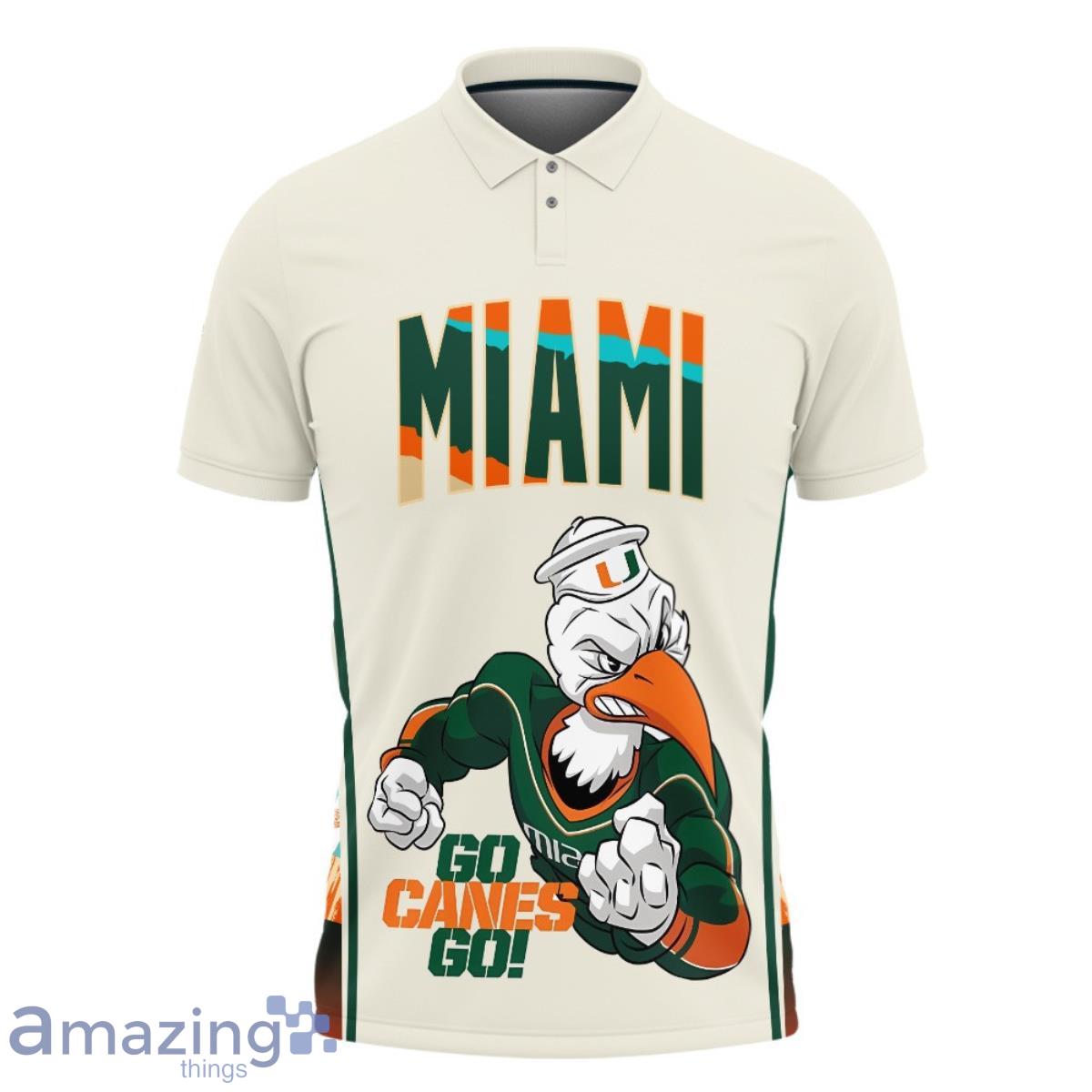 Miami Hurricanes Basketball Mascot Custom Name And Number Pattern 3D Polo Shirt Product Photo 2