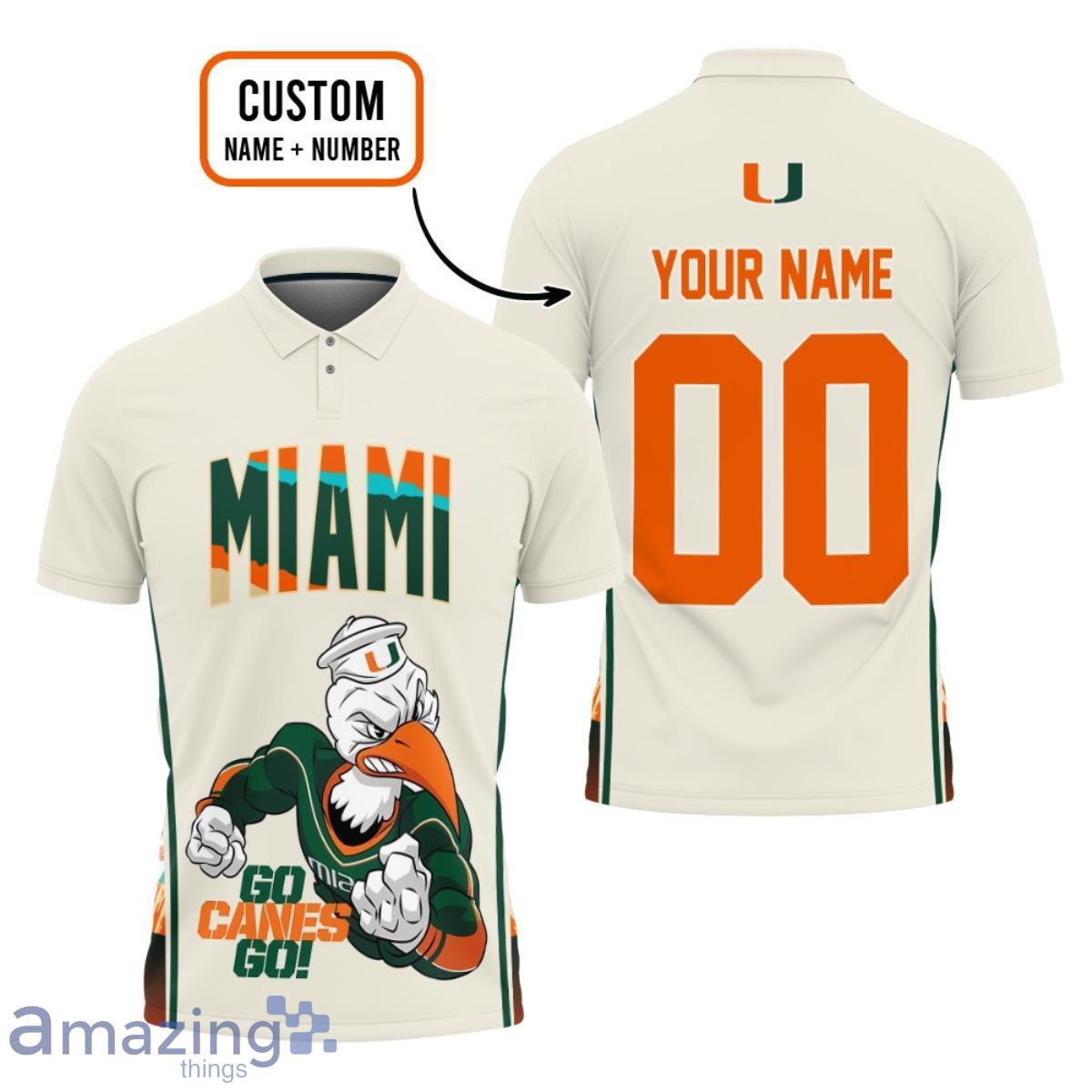 Miami Hurricanes Basketball Mascot Custom Name And Number Pattern 3D Polo Shirt Product Photo 1