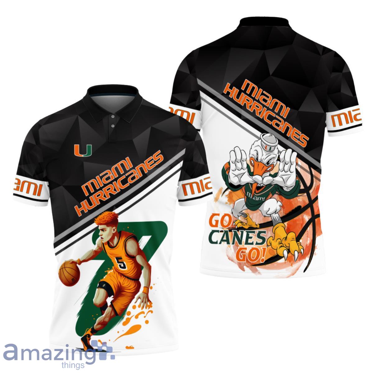 Miami Hurricanes Basketball Mascot Pattern 3D Polo Shirt Product Photo 1