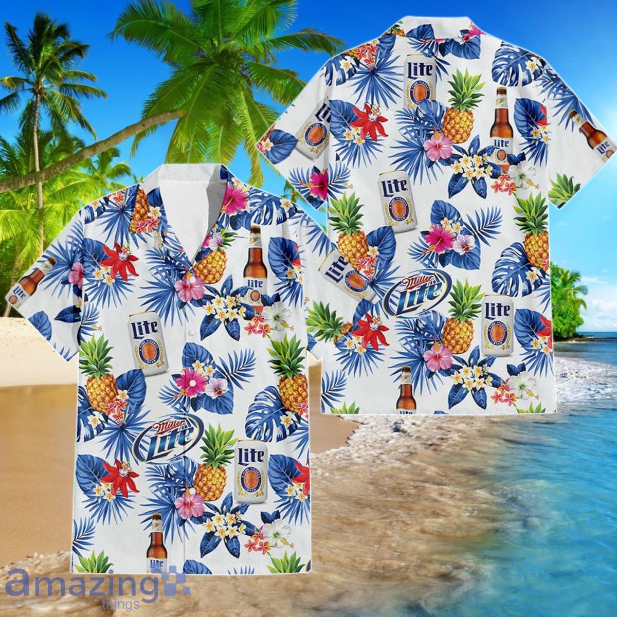 Miller Lite Pineapple Hawaiian Shirt And Shorts For Men Women Product Photo 1