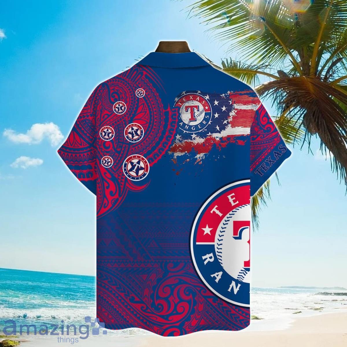 Personalized Name And Number Texas Rangers Baseball All Over Print 3D  Hawaiian Shirt - White - T-shirts Low Price