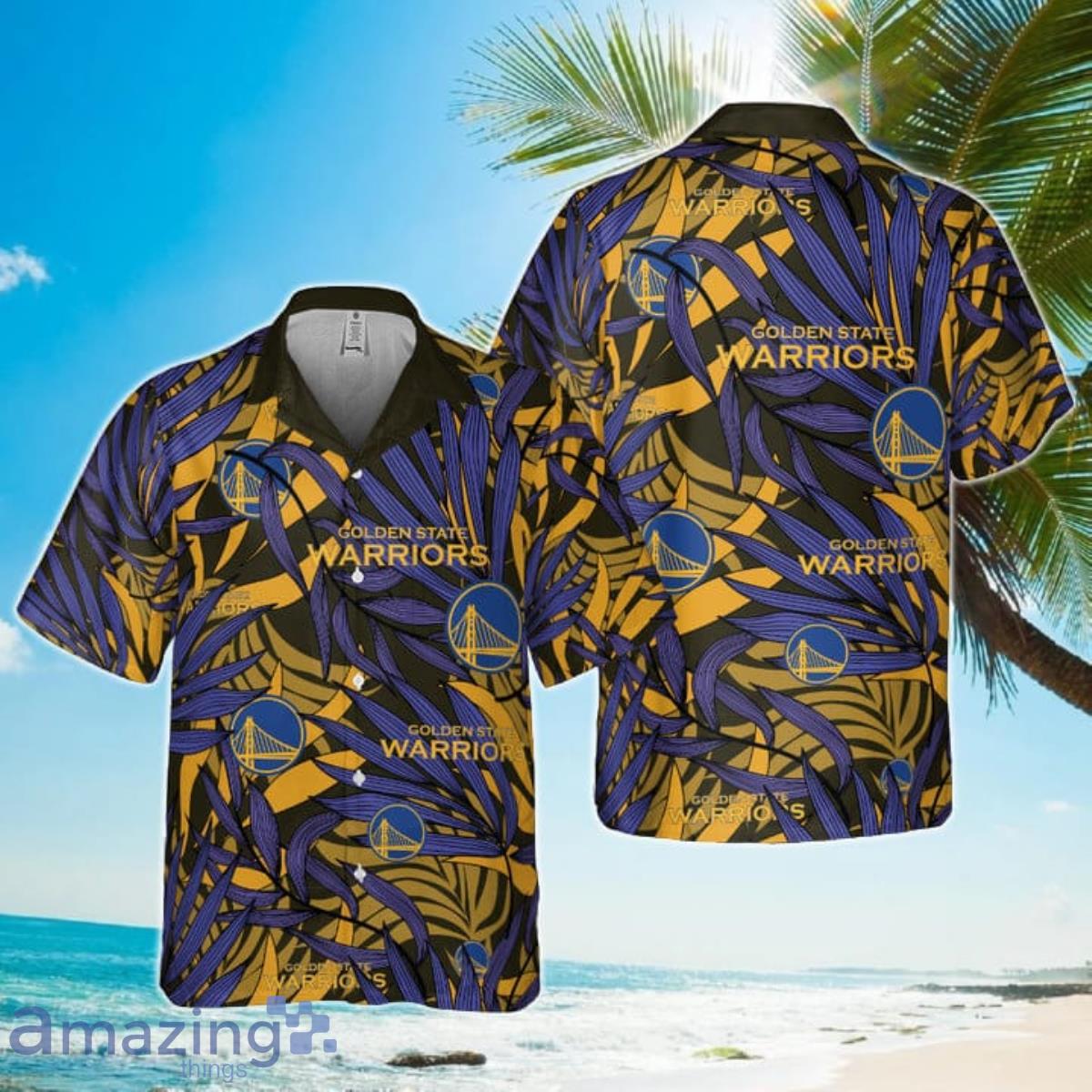 NBA Golden State Warriors Tropical Palm Leaves Hawaiian Shirt Product Photo 1