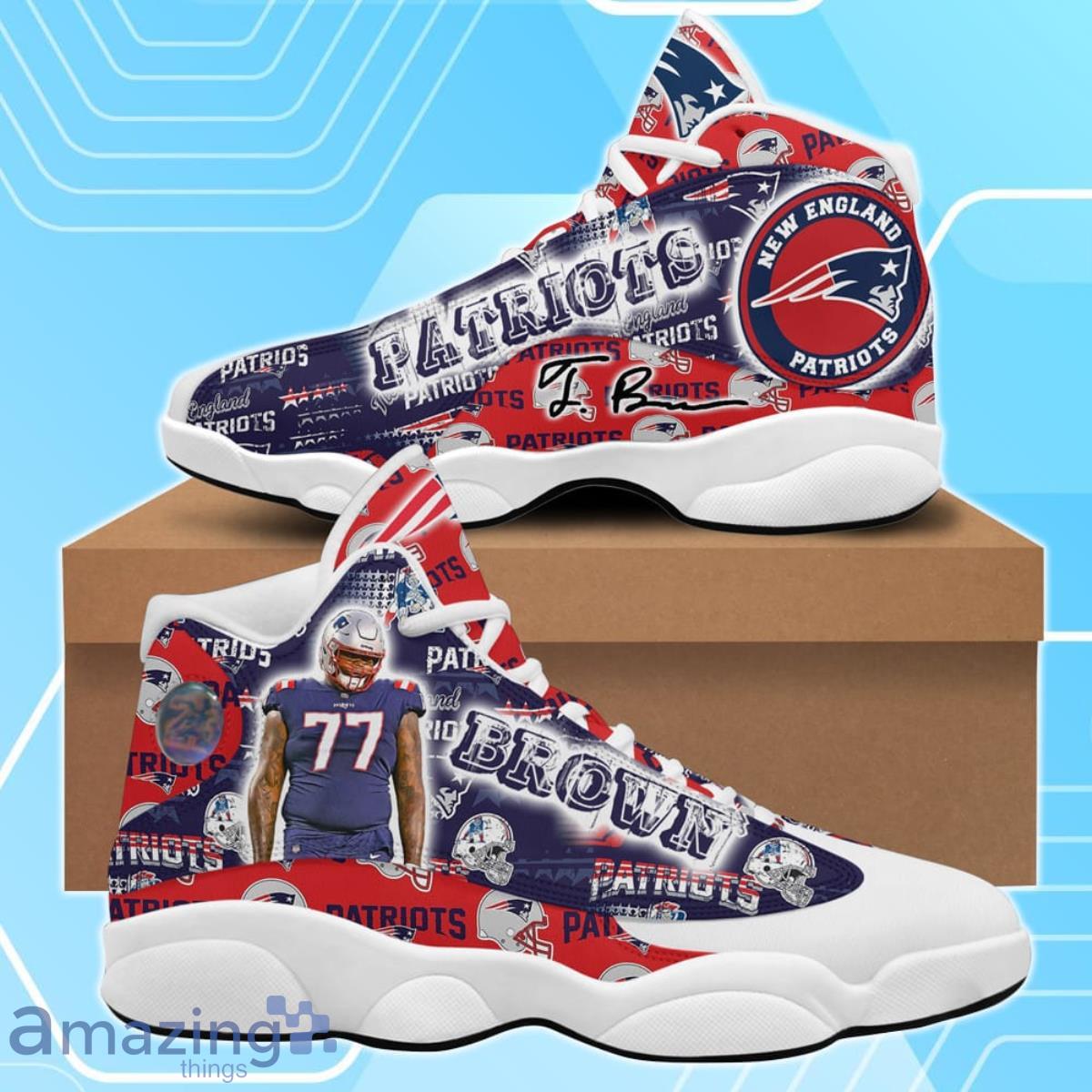 New England Patriots Trent Brown Air Jordan 13 Shoes For Men Women Product Photo 1