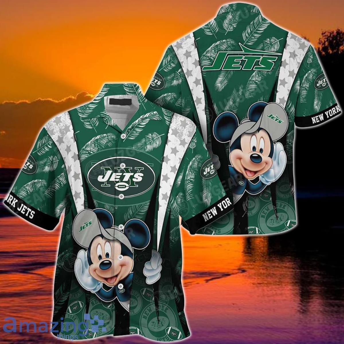 New York Jets NFL Hawaiian Shirt Mickey Graphic American Flag