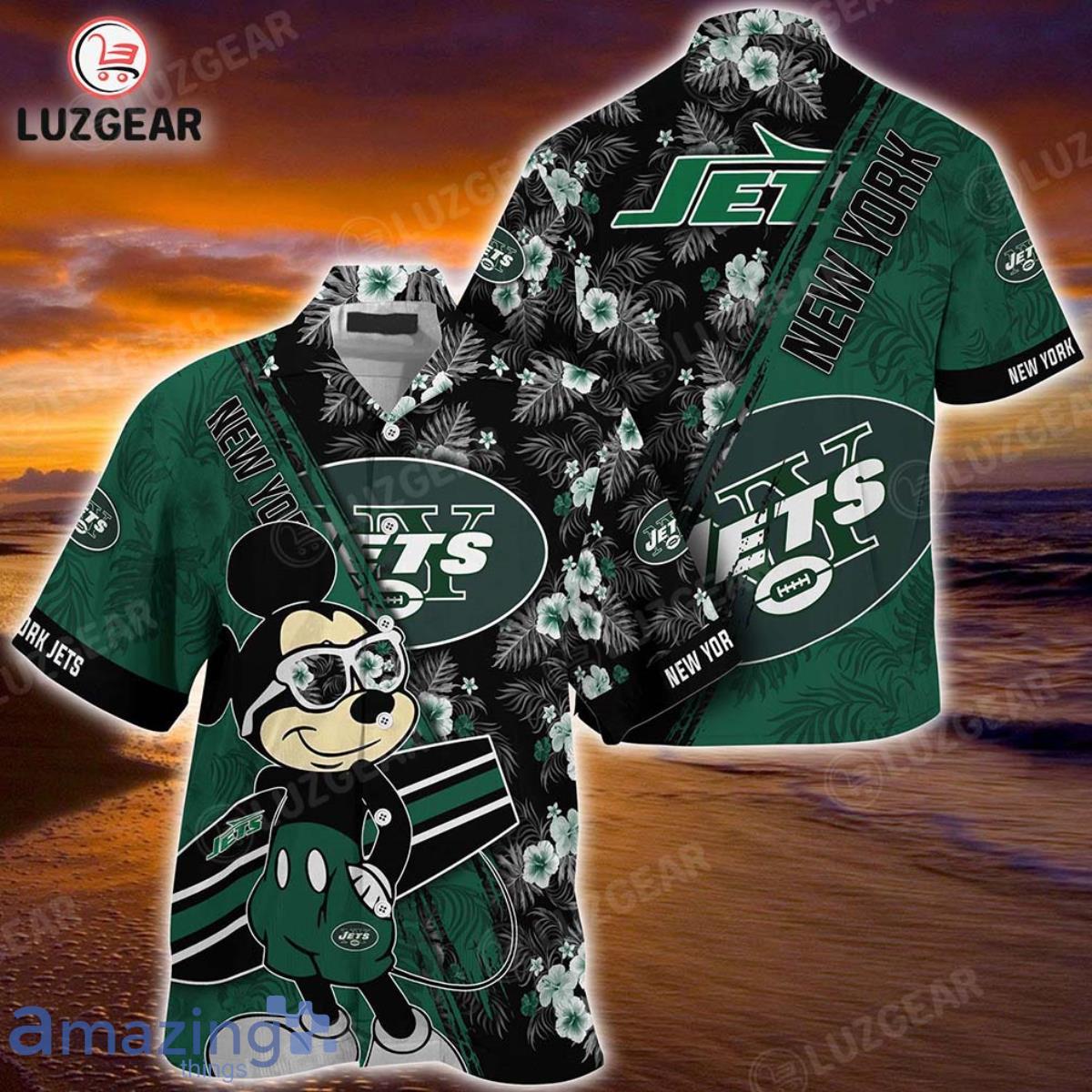 New York Jets NFL Hawaiian Shirt Mickey Graphic American Flag