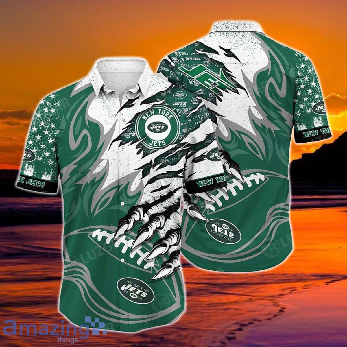 New York Jets NFL Team Football Beach Shirt Summer Button Down