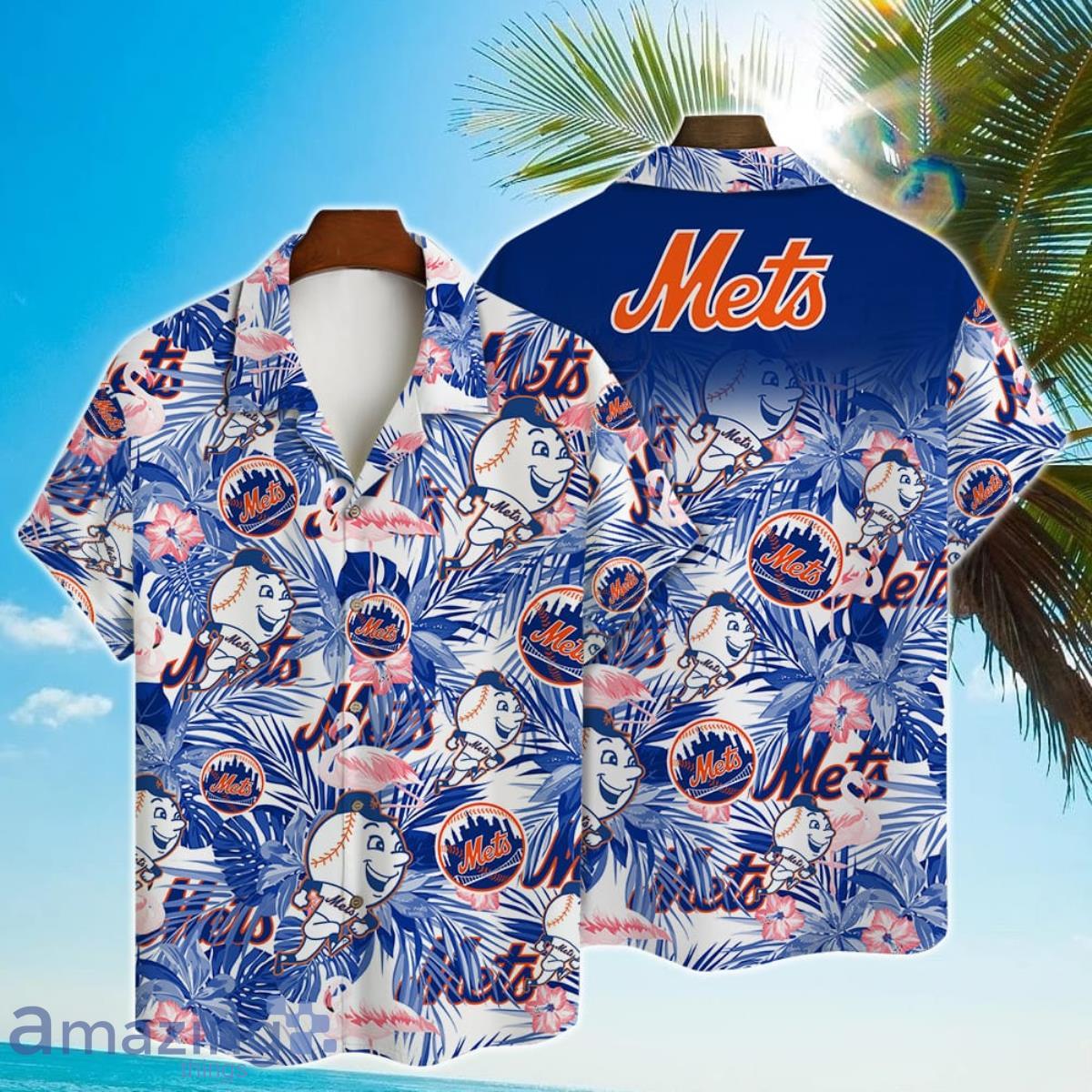 New York Mets MLB Hawaiian Shirt Ocean Hibiscus Custom Name For